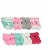 Wholesale - 8pk GIRLS TERRY FOLD OVER BOOTIES SOCKS 3-ASST SIZE C/P 96, UPC: 794434434332